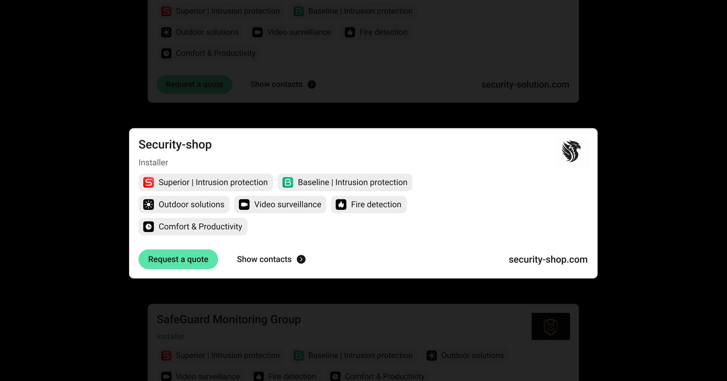 Company listing on the Where to buy page