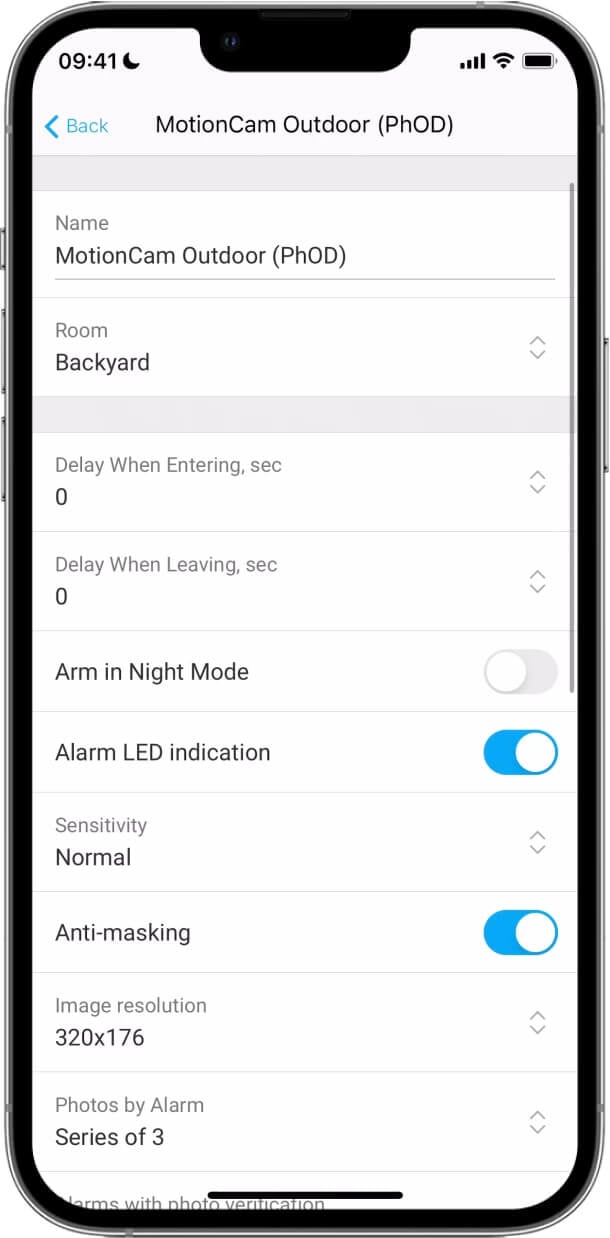 MotionCam Outdoor configureren