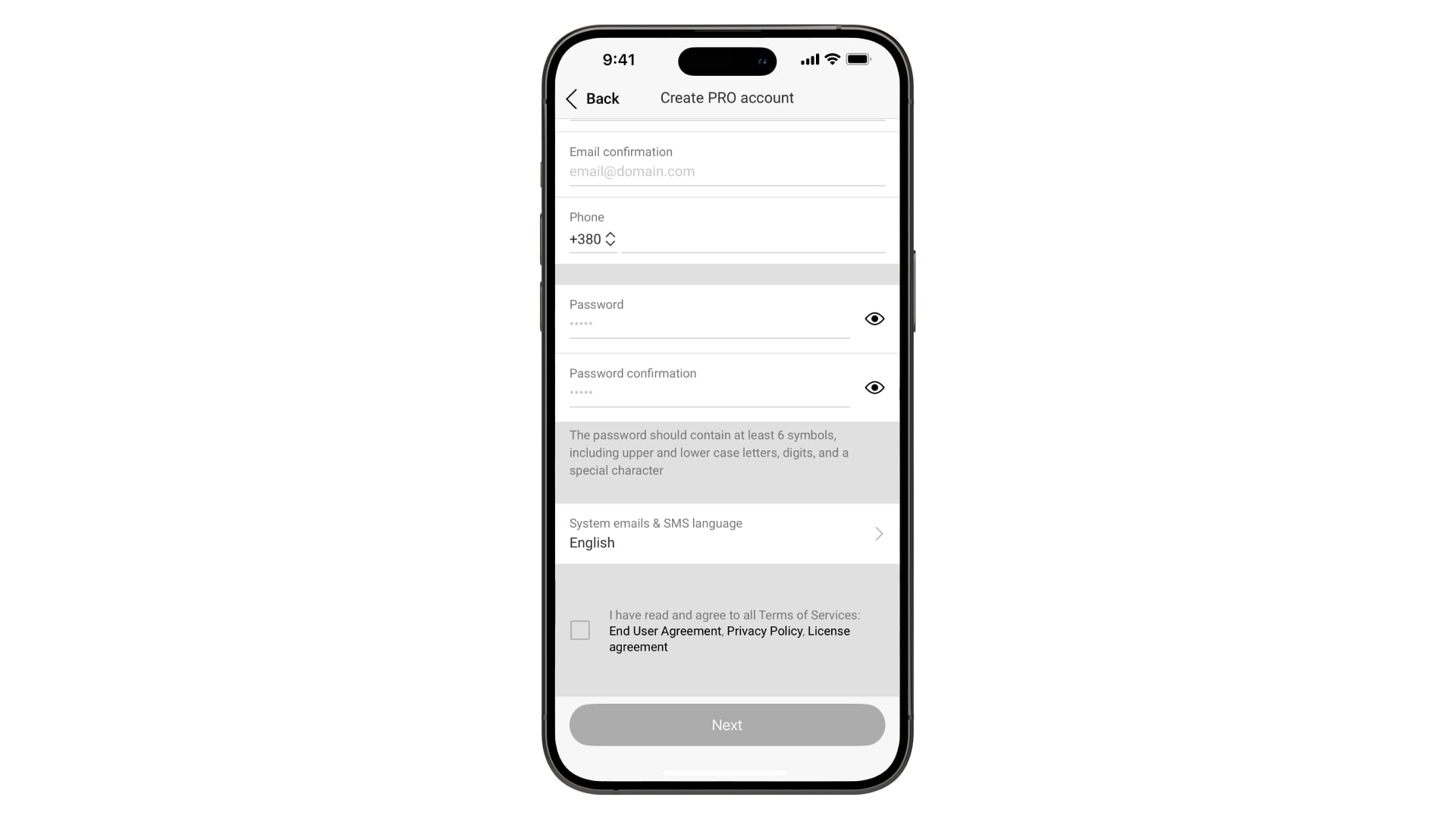 Create account