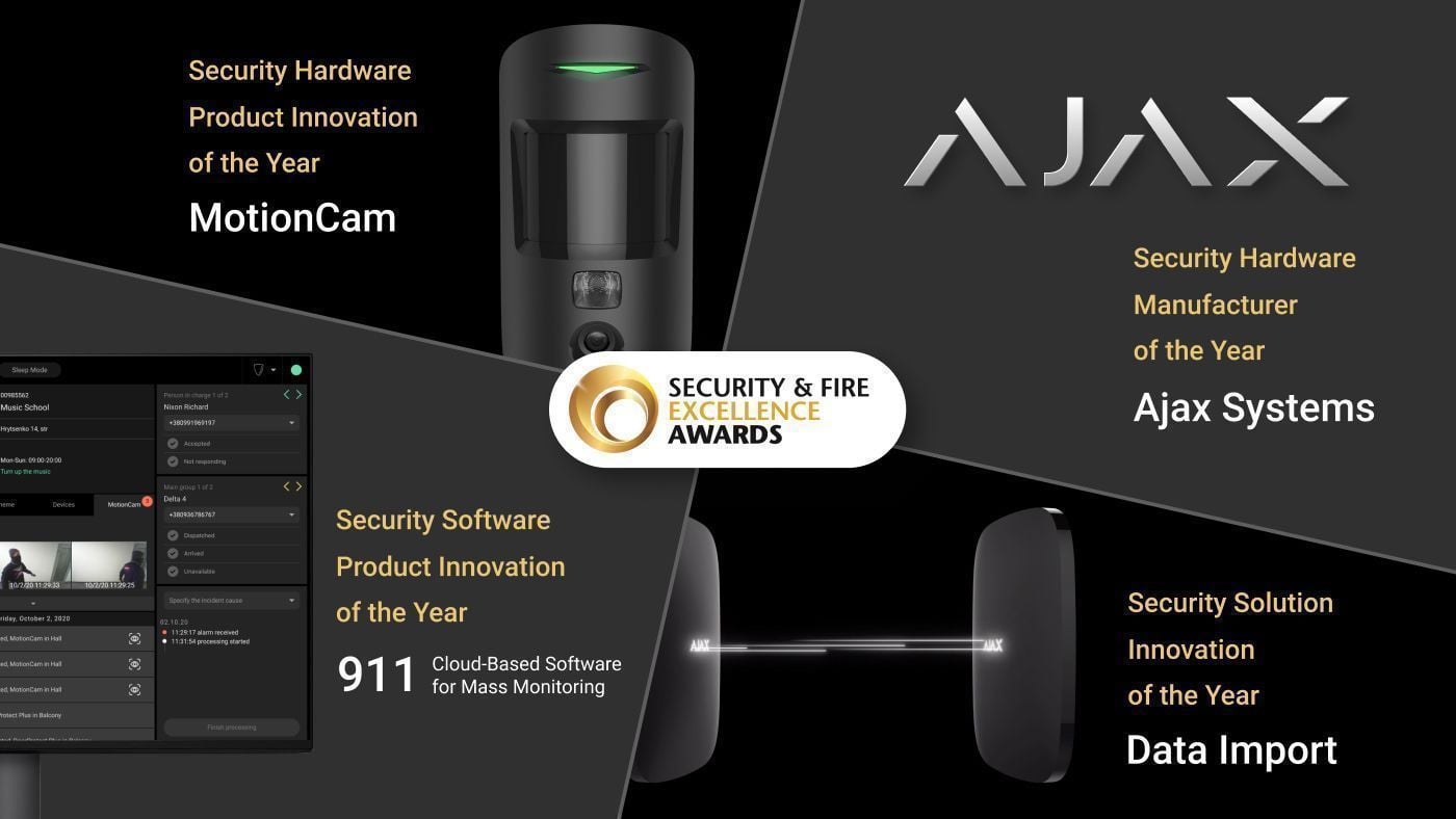 Ajax Systems вийшли у фінал конкурсу IFSEC Security & Fire Excellence Awards у 4 категоріях