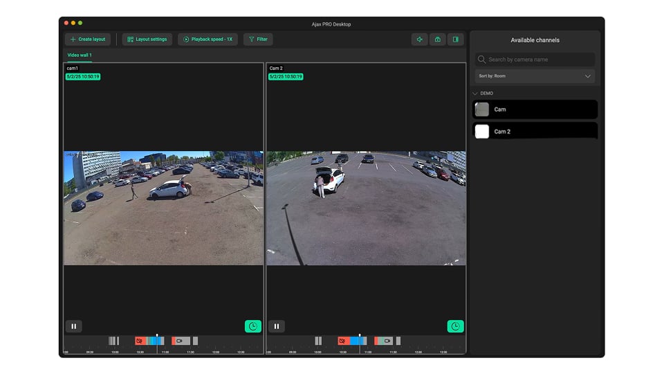 Одночасне відтворення відеозаписів із кількох камер на одній відеостіні
