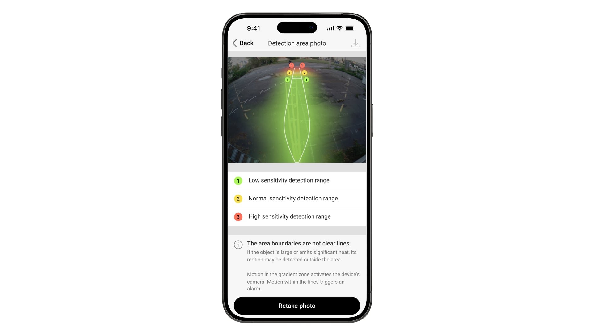 Ajuste de la zona en la que el detector reacciona al movimiento
