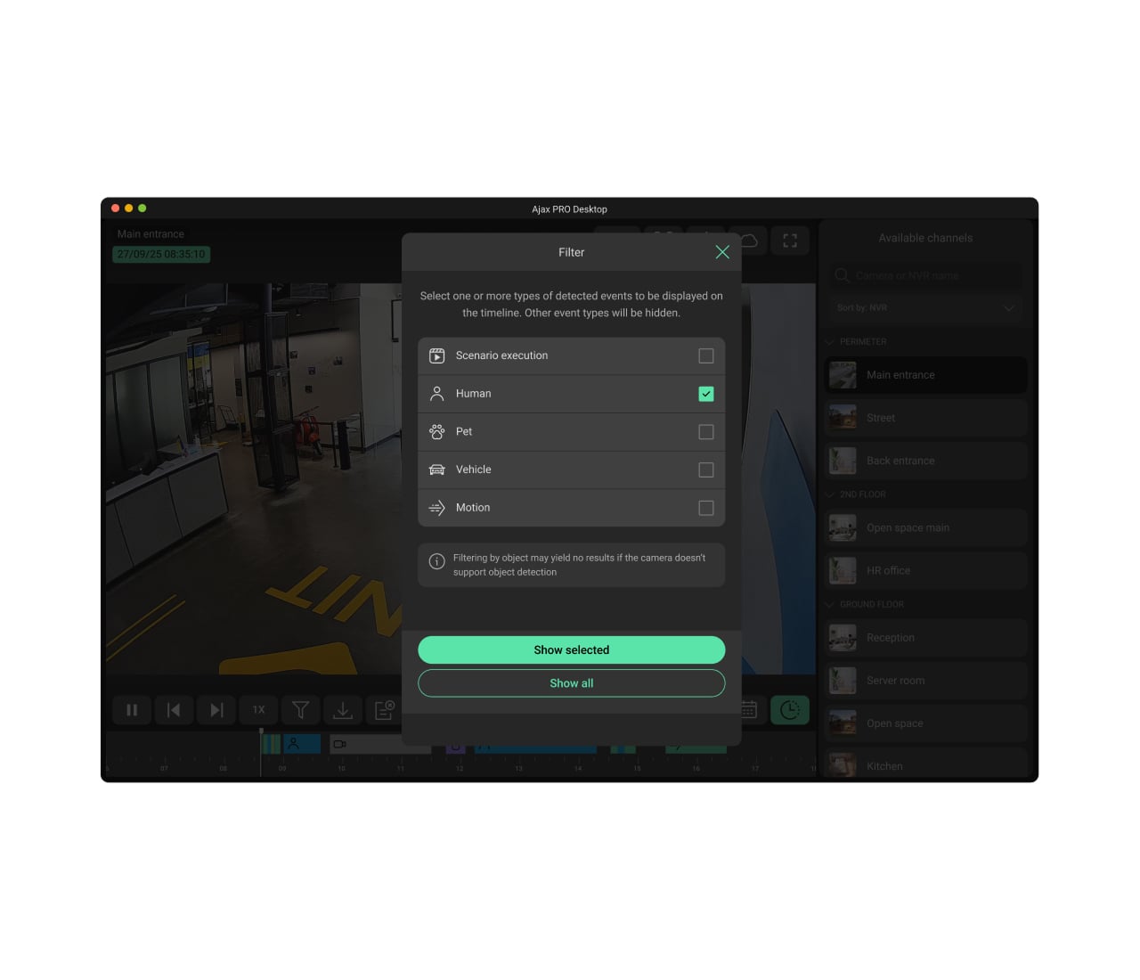 Filters op beweging, door AI aangedreven objectherkenning of scenario