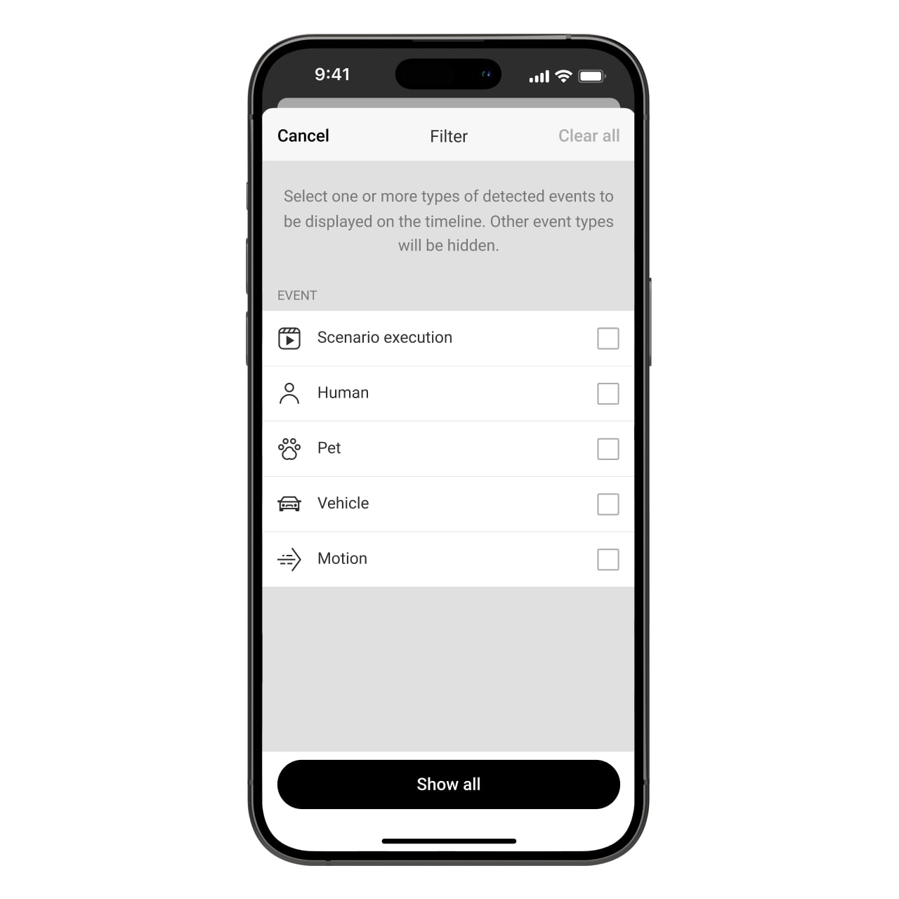 Filters op beweging, door AI aangedreven objectherkenning of scenario