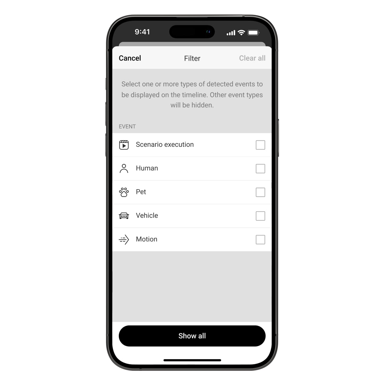 Filtres par mouvement, reconnaissance d'objet par IA, ou scénario