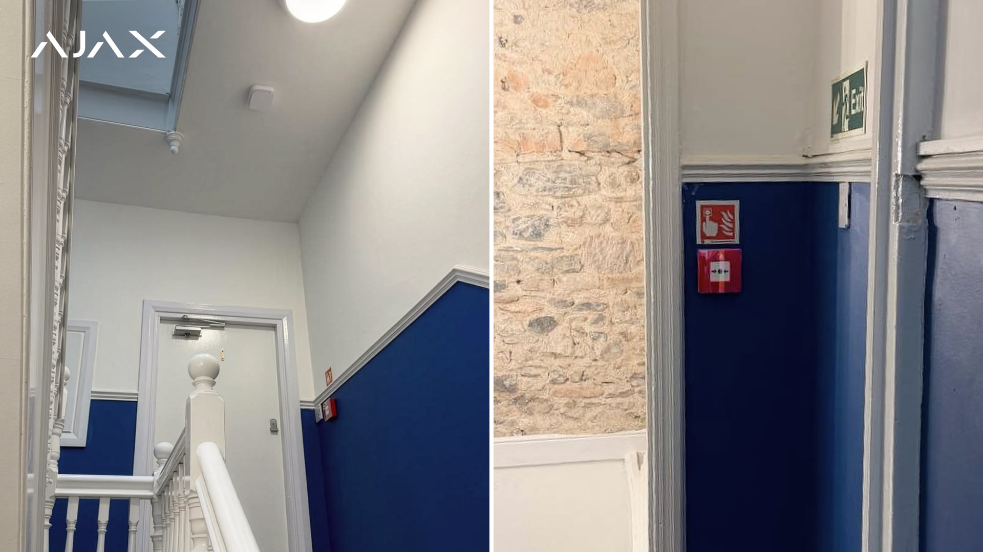 Ajax-detectoren en handmelders zijn geïnstalleerd op elke verdieping van het gebouw