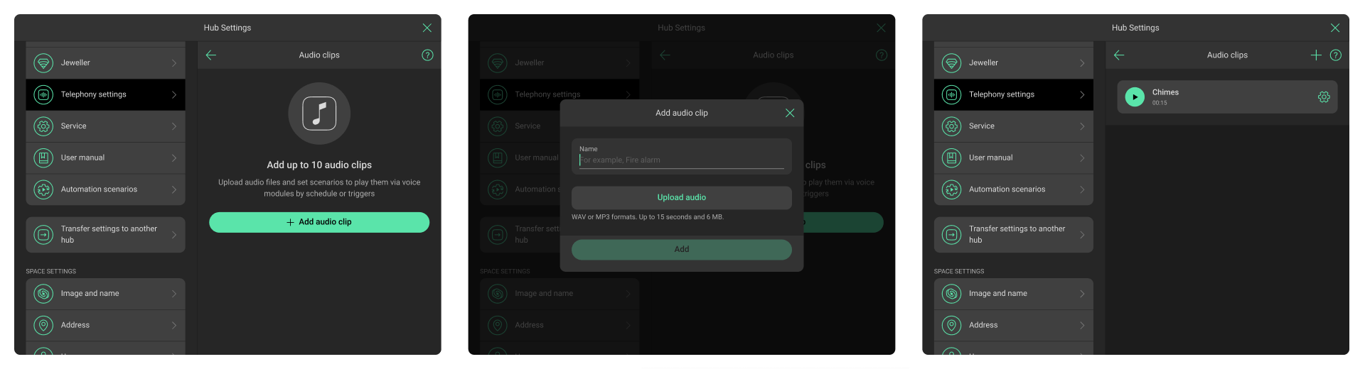 Configuration des scénarios audio