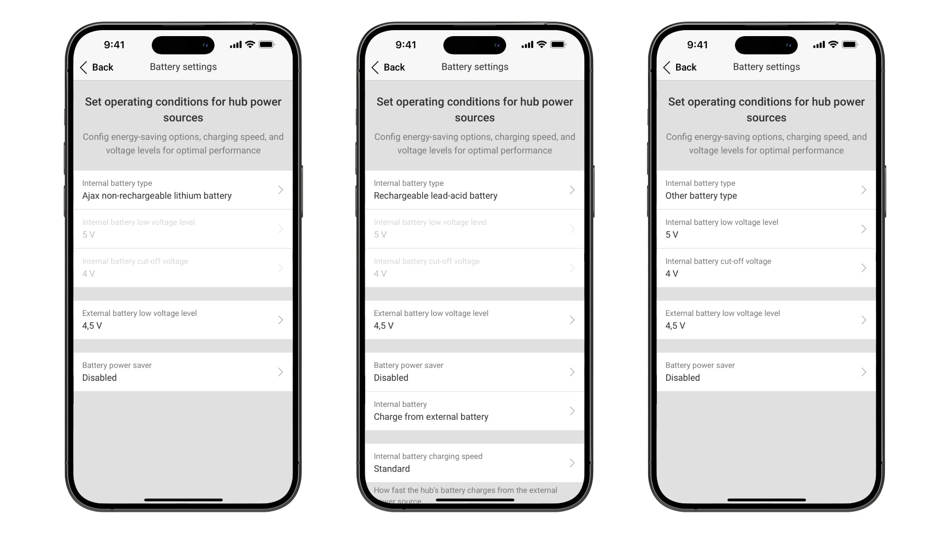 Configuración del modo Ahorro de batería en las apps Ajax