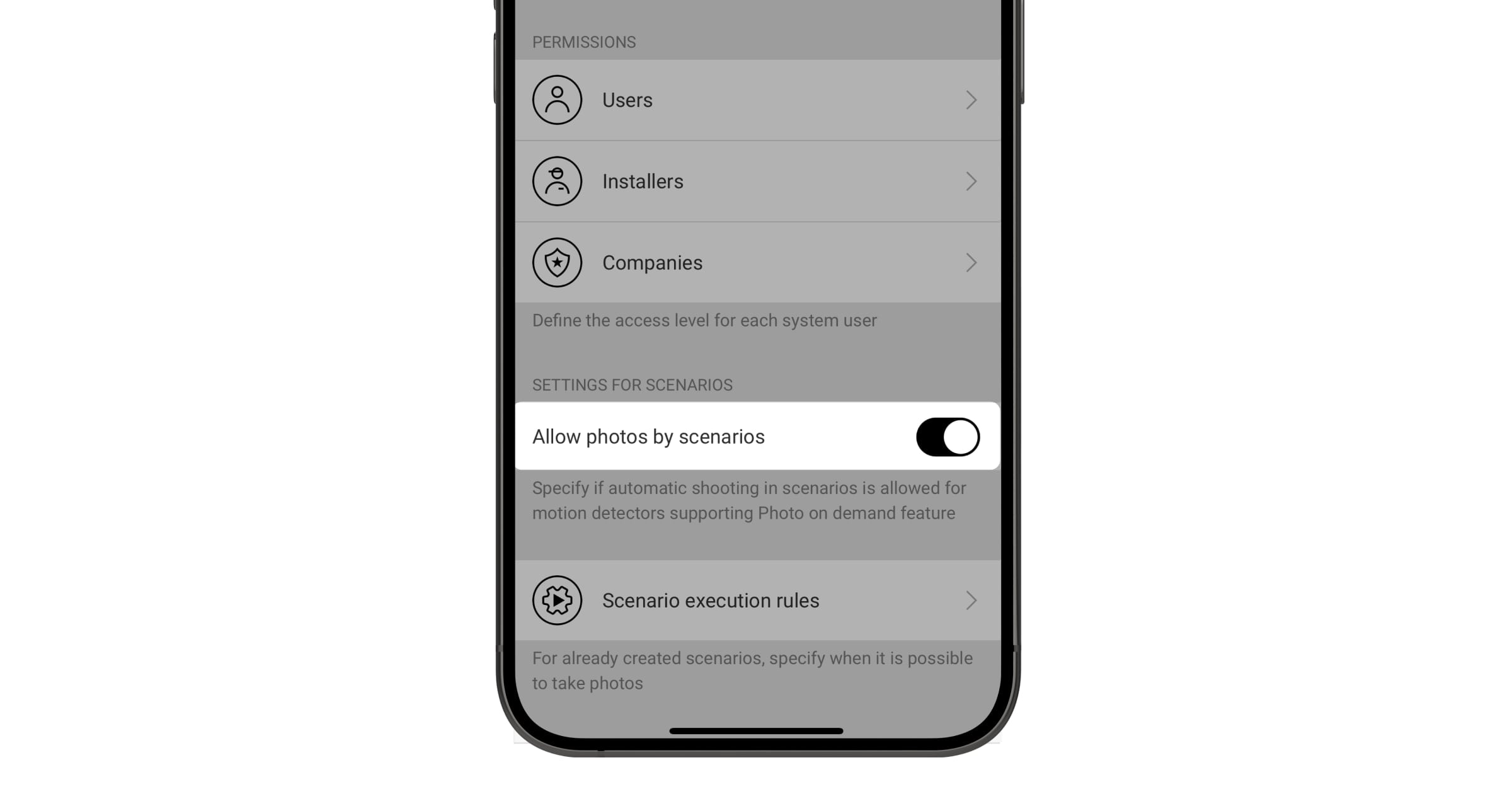 Setting the Photo by scenario feature